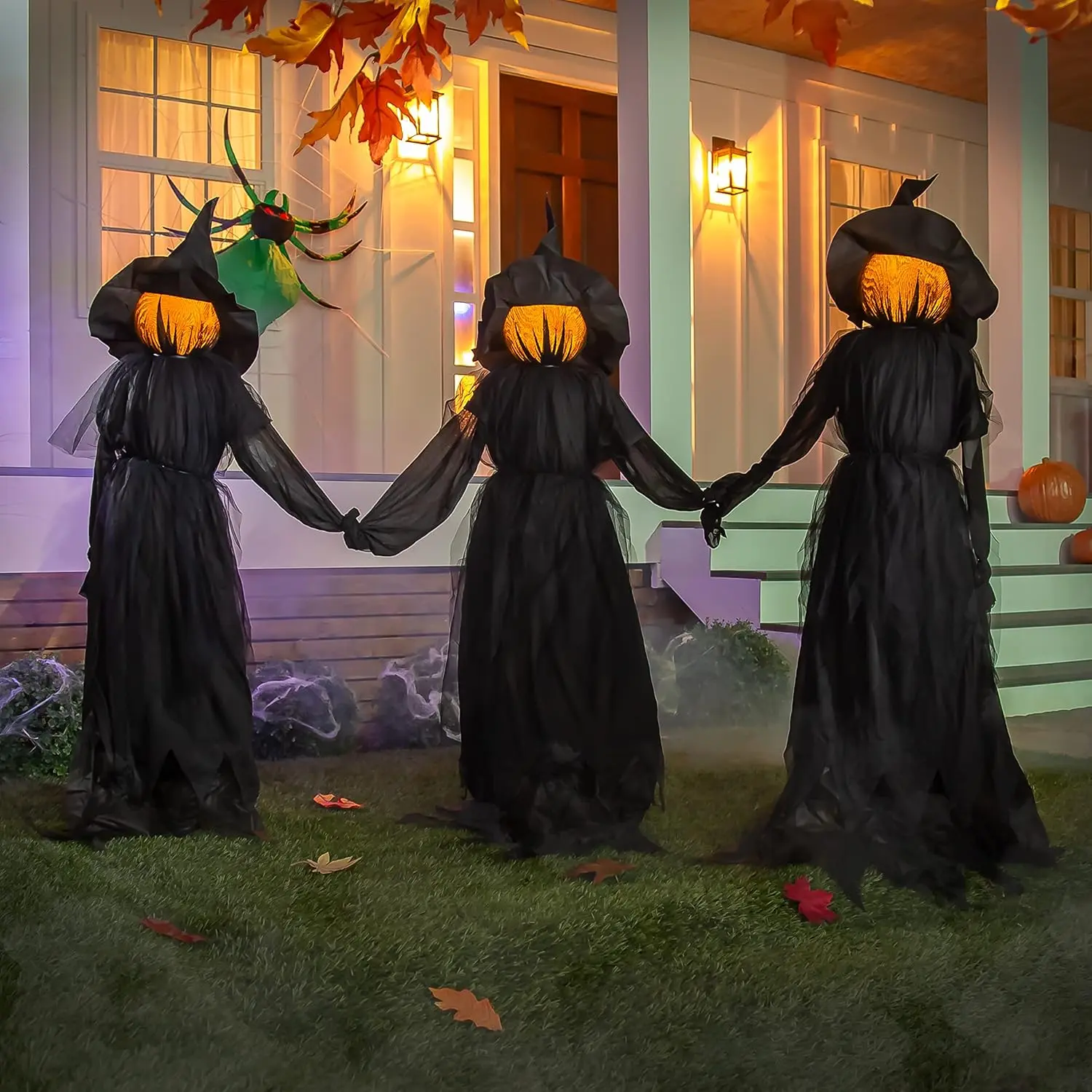 Set of 3 LED Halloween Black Witches with Hats Stakes | 4  Tall | Outdoor Safe | Weatherproof  Operated | Spooky Garden Statue Decoration Grass Lawn or Patio
