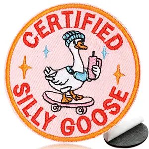 1 Count Funny Silly Goose Hook and Loop Patch, Funny Meme Pink Cute Goose Patch, DIY Morale Patch for Backpacks, Dog Harnesses, Vests, Hats, Bags, Unique Embroidery