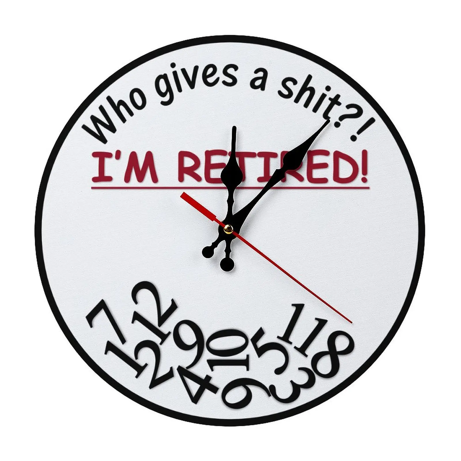 10in Wooden Round Who Gives A Shit I'm Retired Funny Wall Clock, Irregular Distorted Number Silent Non-Ticking Wood Clock for Home Office, Man Cave, Farmhouse Decor, Rude Humor Retirement Gag Gift for Coworkers & Retirees,Realistic,Supercar,digital