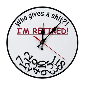10in Wooden Round Who Gives A Shit I'm Retired Funny Wall Clock, Irregular Distorted Number Silent Non-Ticking Wood Clock for Home Office, Man Cave, Farmhouse Decor, Rude Humor Retirement Gag Gift for Coworkers & Retirees,Realistic,Supercar,digital
