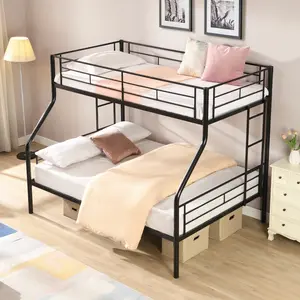 Twin Over Full Bunk Bed , Metal Bunk Bed for Bedroom, No Box Spring Needed, Large Under Bed Storage, Easy Assemble, Black