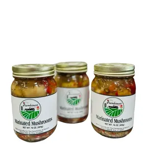 Italian-Style Marinated Mushrooms The Farmhouse at Saccos 16 oz Glass Jar Savory Gourmet for Pasta Pizza Salads & Appetizers Quick Snack