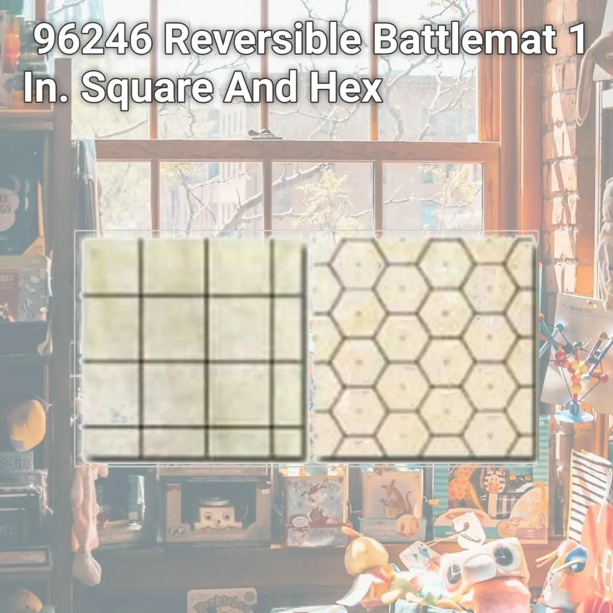 212 MAIN Reversible Battlemat - Writable Vinyl Gaming Placemat with 1 in Square and Hex Grid for Tabletop RPGs, Water-Soluble Compatible, Plastic, Flat Surface, 0.58 Lbs, Grid Drawing