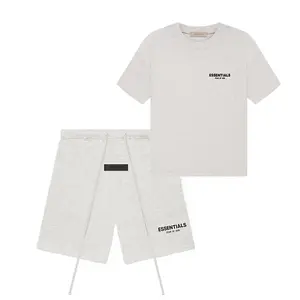 Fear of God Essentials Men's 2-Piece Crewneck T-Shirt & Shorts Set, Light Oatmeal, Menswear, Casual Comfortable Fit, Minimalist Design, Ideal for Everyday Wear