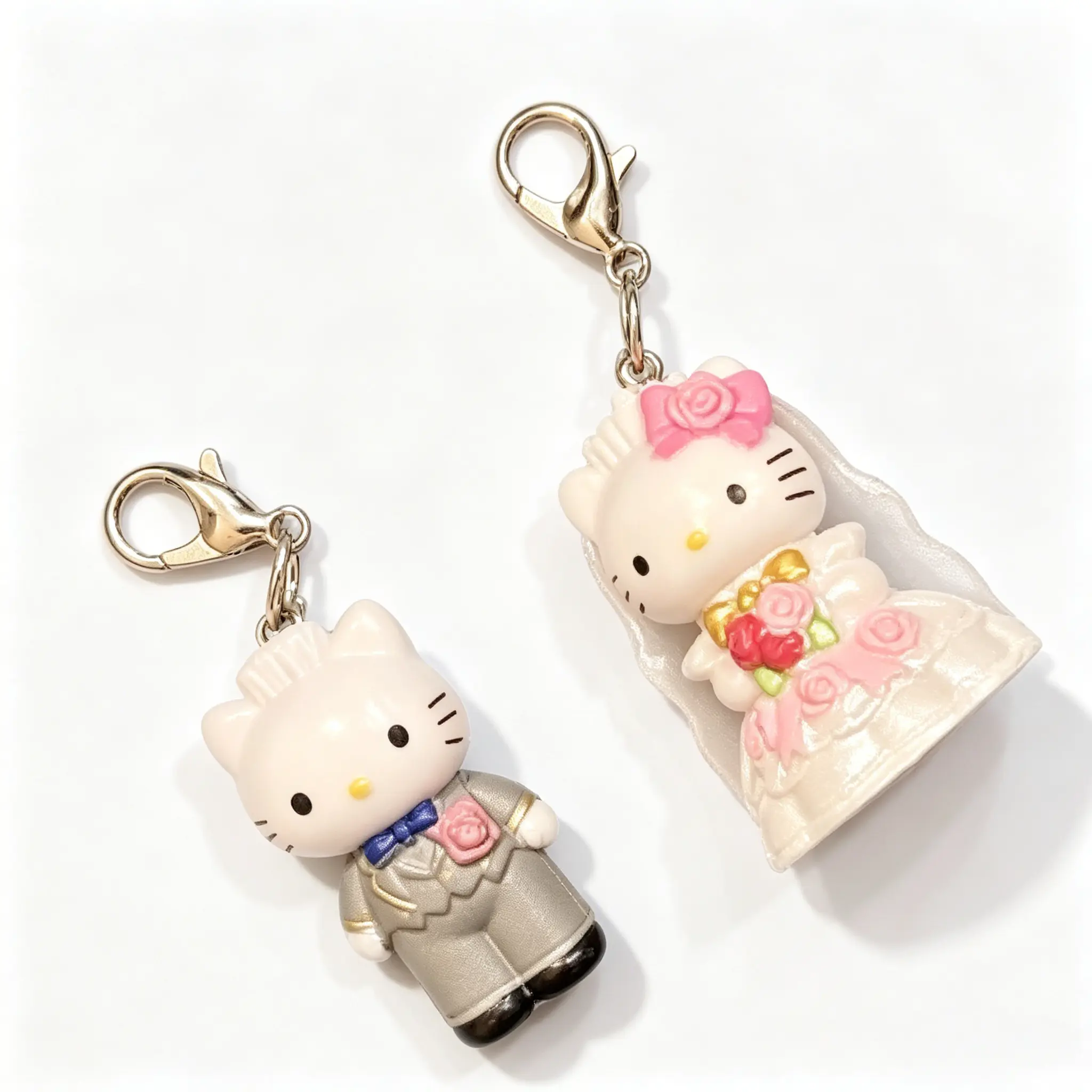 Viral TikTok Sanrio Wedding Prince Hello Kitty Keychain Set Pair Kawaii Romantic Matching Keychains for Couples & Wedding Gifts