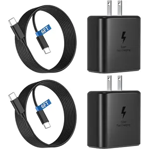 45W Super Fast Charger USB C,2 Pack Type C Fast Charger  Wall Charger Block with 6FT  for  Galaxy S25 Ultra/S25+/S25/S24 Ultra/S24/S24+/S23 S22 Ultra/S23+/S22/S21/S20/Note 20/10