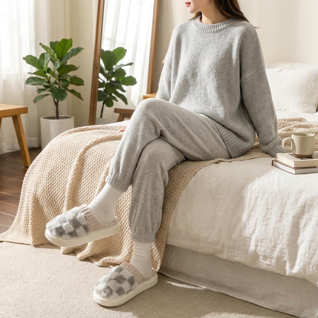 Women's Fuzzy Memory Foam Slippers Home Fuzzy Casual Indoor Outdoor Shoes with Memory Foam & Faux Fur Lining for Men Cozy Slippers Soft Footwear, Women's Shoes