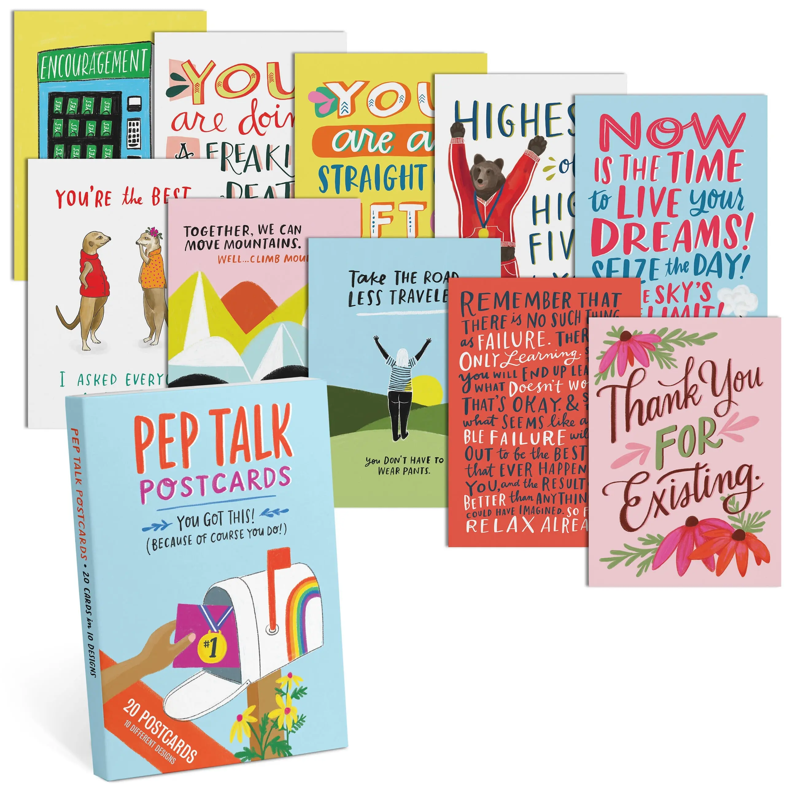 Pep Talk Postcard Book, 20 Postcards (2 Each 10 Styles)