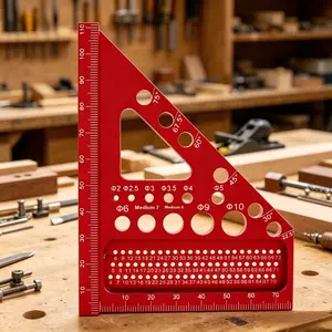 Multi-Functional Woodworking Drafting Rule, 45 Degree 90 Degree Angle Ruler, Precision Triangle Square Tool for Carpenters