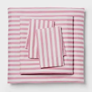 Twin/Twin XL Microfiber Sheet Set Pink and Green Stripe - Room Essentials