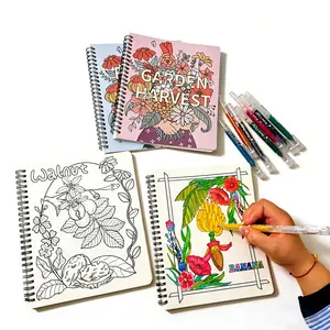 Creative Coloring Art Pages Set 2-Pack, Floral & Fruit Designs, Relaxing Drawing Activity for Adults