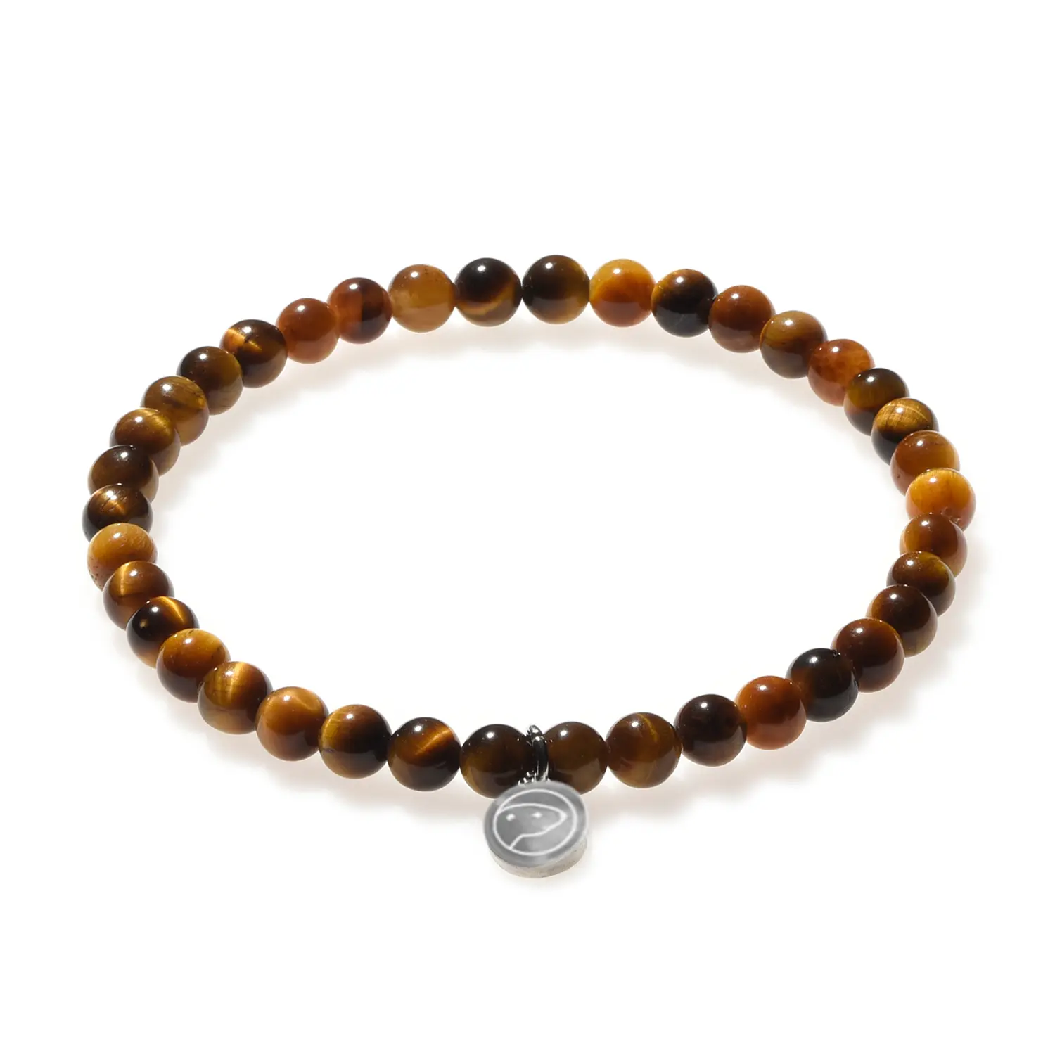 Tiger Eye Bracelet, Otter Spirit, Women, 4mm Beads, Crystal Bracelet, Tiger Eye, Root & Sacral Chakra, Strength, Protection, Sterling Silver Otter Charm