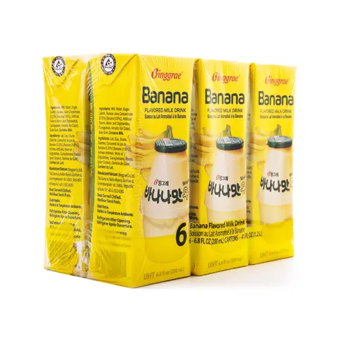 Binggrae Flavored Milk Drink, Banana Flavor 200ml * 6 Cartons