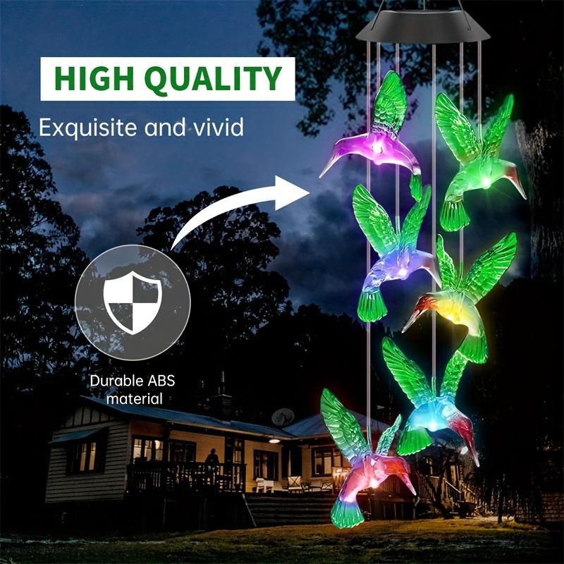 Solar Wind Chime Light ,with 6LED Green Hummingbird Crystal Decoration, Pendant Landscape Light, Light Sensor Control, No Remote Control, with 600mAh Nickel Battery, Suitable for Outdoor Garden, Patio, Sidewalk, Party Decoration and Holiday Gift