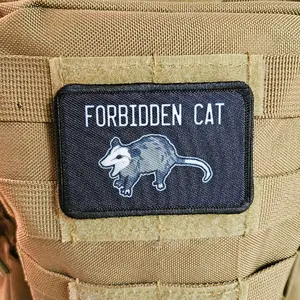 Forbidden cat possum meme 2"x3" morale patch with hook and loop backing