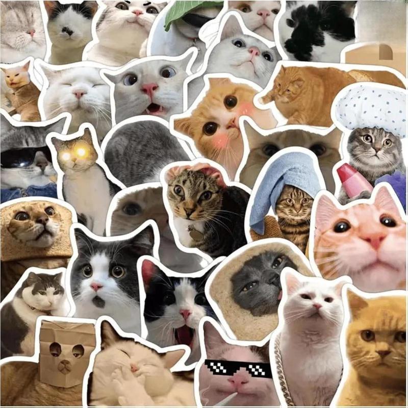 150 Cat Stickers,Funny Cat Meme, Kawaii for Adults,Waterproof Vinyl Stickers for Laptop Phone Guitar Water Bottles Luggage Aesthetic Birthday Durable Leather