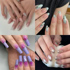 1000PCS Nail Tips Clear False Nails Full Cover for Acrylic Nails Kit 10 Sizes 4 Shapes Long Almond Square Coffin Oval Pre-Shape for Salon Home DIY Gifts