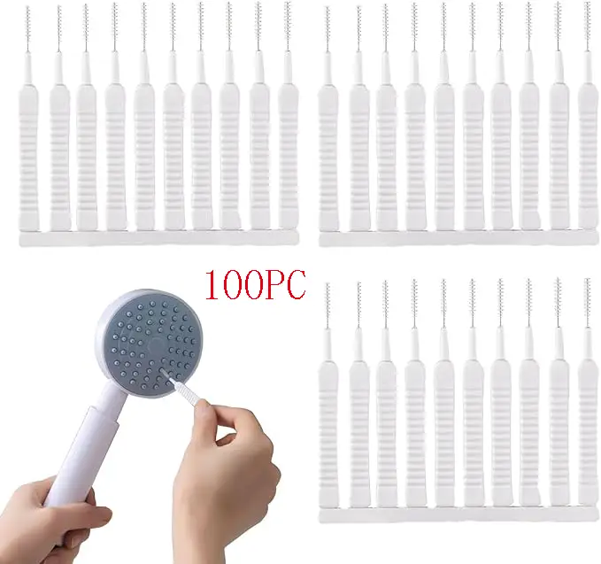 100pcs Shower Head Cleaning Brushes, Multipurpose Shower Head Cleaner Tool Gap Hole Anti-Clogging Cleaning Brush Crevice Tiny Brush for Small Hole Noz