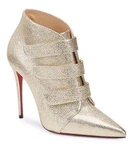 Christian Louboutin Triniboot 100 Platine Gold Strap Ankle Heel Bootie
