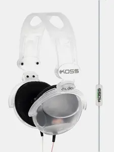 CL-20i Clear Transparent On-Ear Headphone, Retro, 90s Style, In-Line Microphone with Audio Remote
