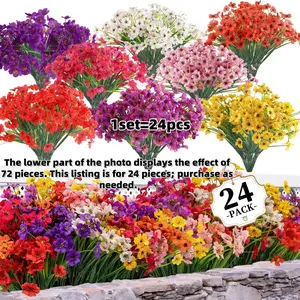 24 Bundles Artificial Flowers for Indoors & Outdoors, Fake Flower Plants for Garden, Porch, Window Box, Home Decor (8 Colors) outdoorfun