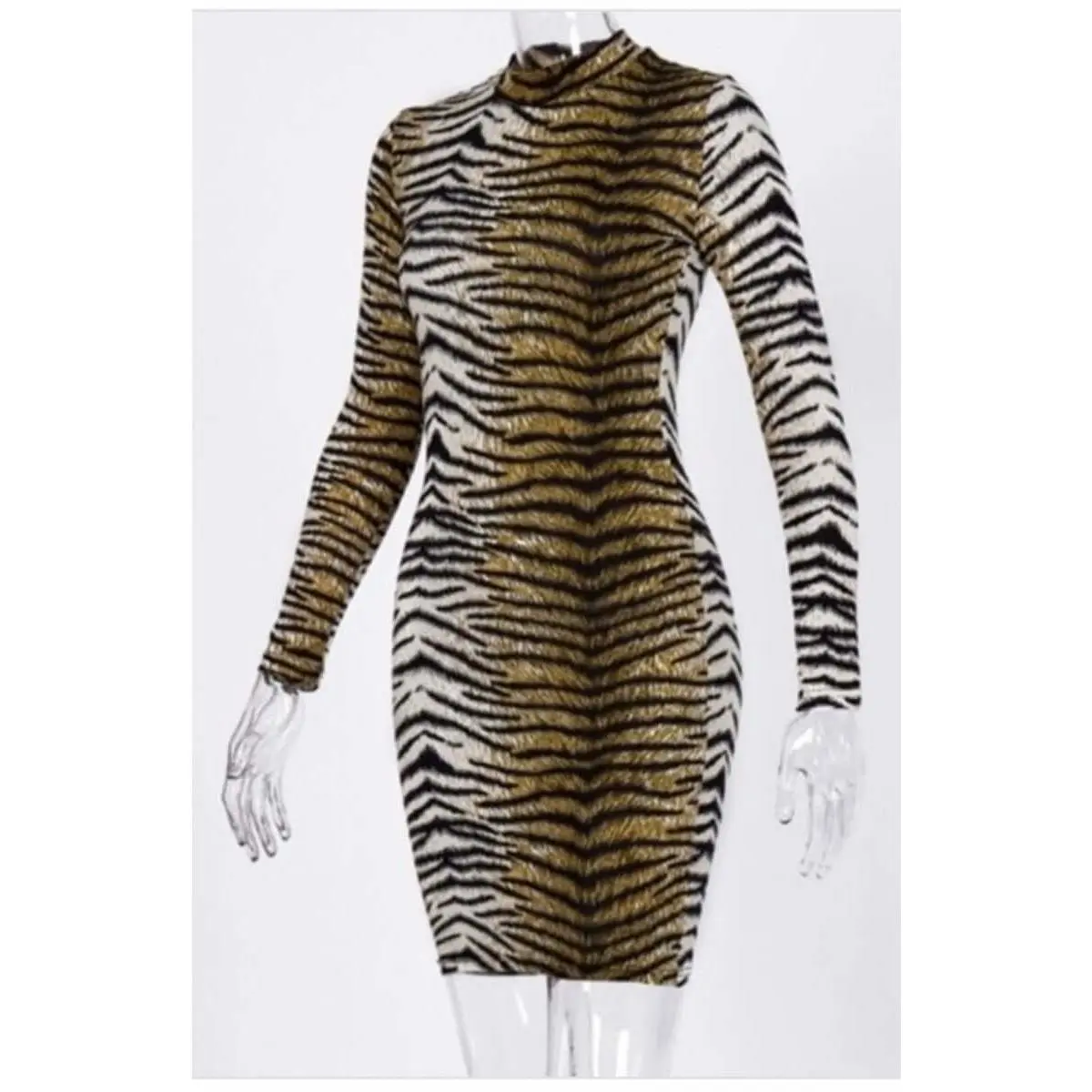 Women's Tiger Printed Long Sleeve Dress