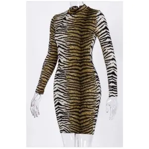 Women's Tiger Printed Long Sleeve Dress