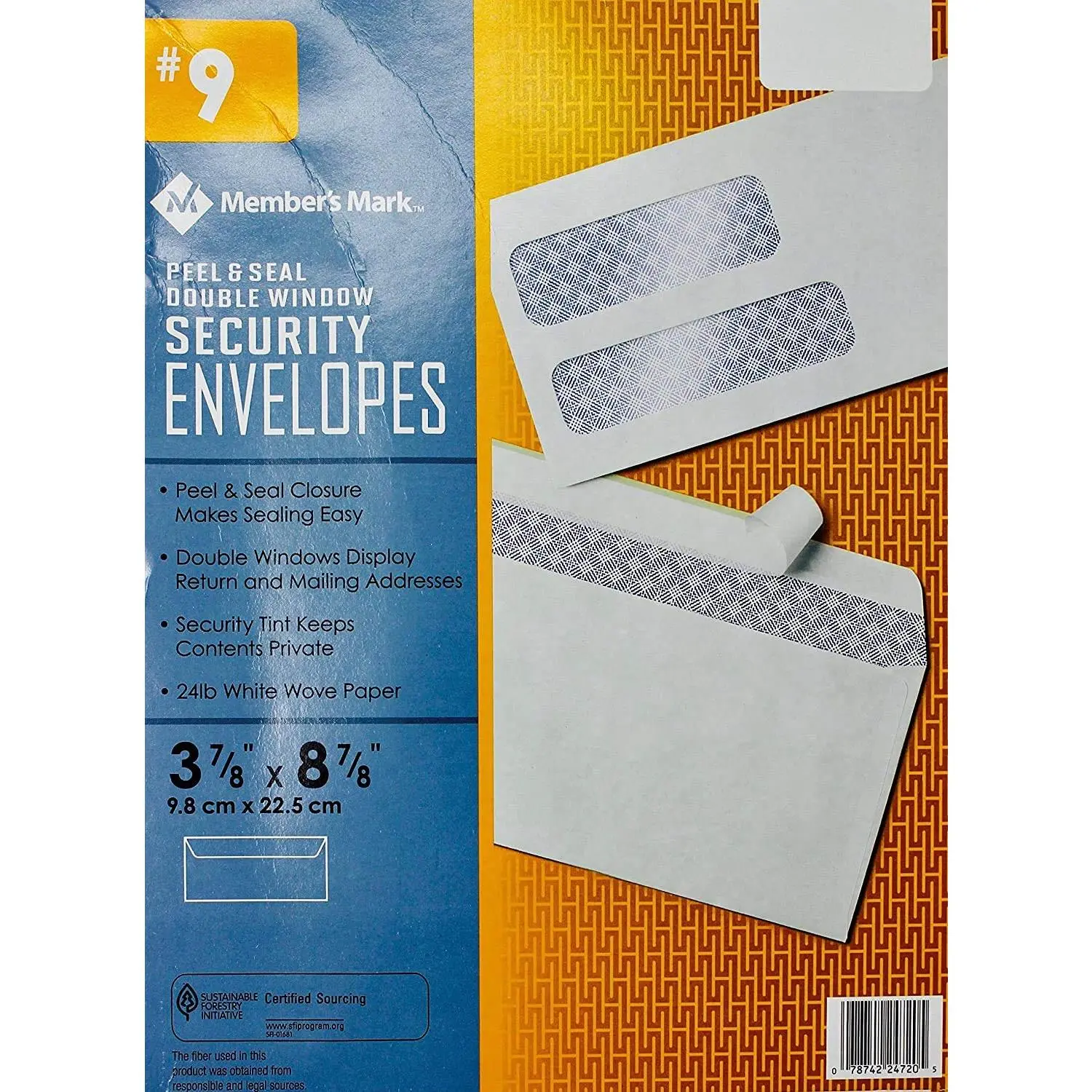 Member's Mark #9 Peel & Seal Double Window Security Envelopes, 500 Count