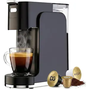 -in-1 Single Serve Coffee Machine, Hot and Iced Coffee Maker for Ground Coffee, K-Cup Pod, NES  and DG Pod, 20 Bar Espresso Coffee Maker, Customizable Brew Volume, Heats up in 3 seconds