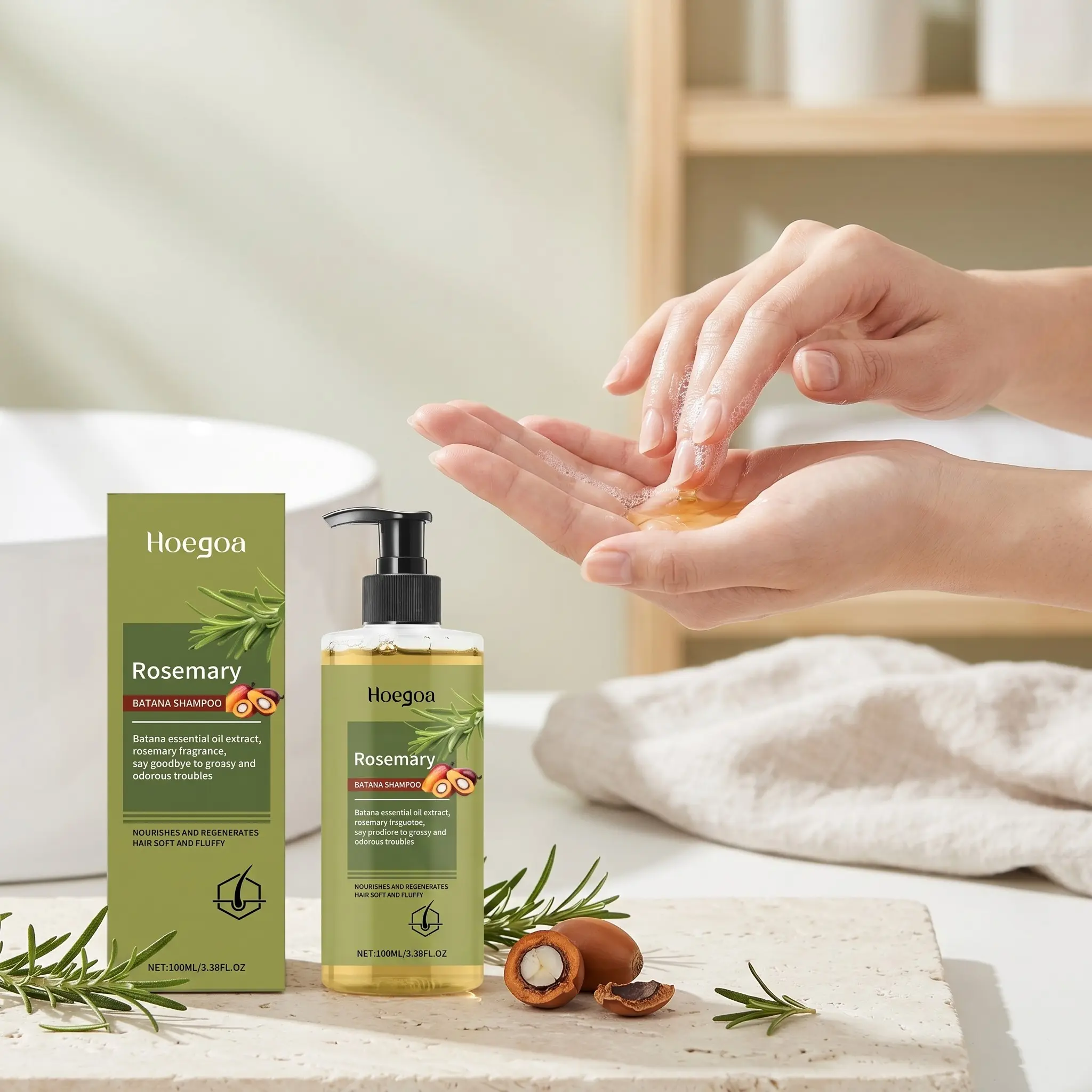 2 Bottles Rosemary Shampoo, Nourishing Scalp Cleanser, Strengthens Hair, Reduces Scalp Discomfort, Gentle & Effective Formula, Gentle Cleansing Shampoo, Scalp Soothing Shampoo, Scalp Reset Shampoo, Haircare Solution