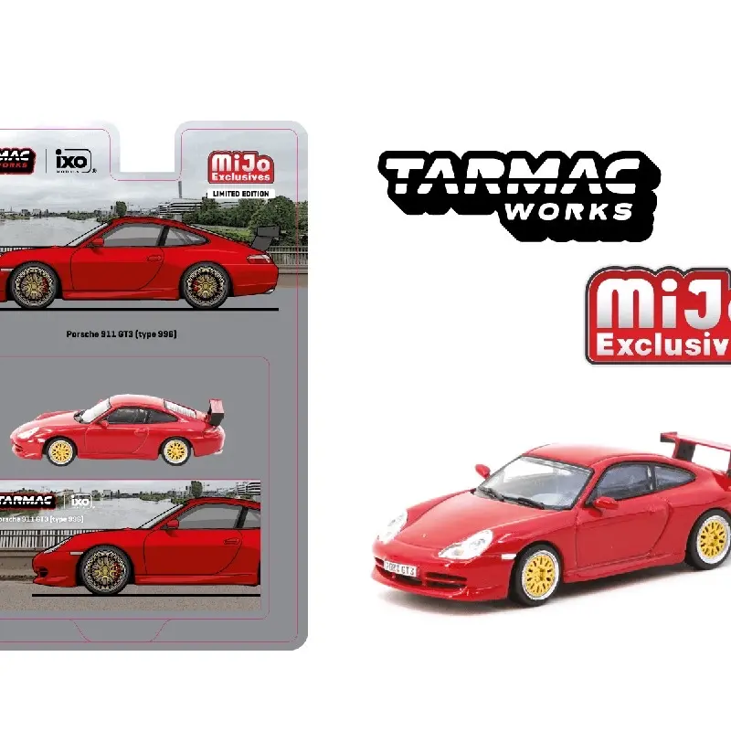 Tarmac Works 1:64 Scale Porsche 911 GT3 (Type 996) Red Diecast Collector’s Item, Miniature Scale Model Car for Car Enthusiasts, Diecast Car Model