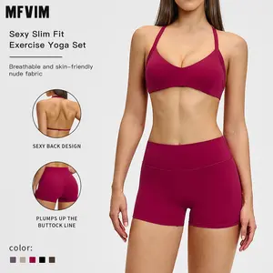 MFVIM Women’s Solid Color Crop Tube Top & Shorts Sports Set, Casual Comfortable Breathable Two-Piece Outfit for Yoga, Gym Workouts, and Running, Ladies Sportswear for All Seasons, Workout Running Apparel