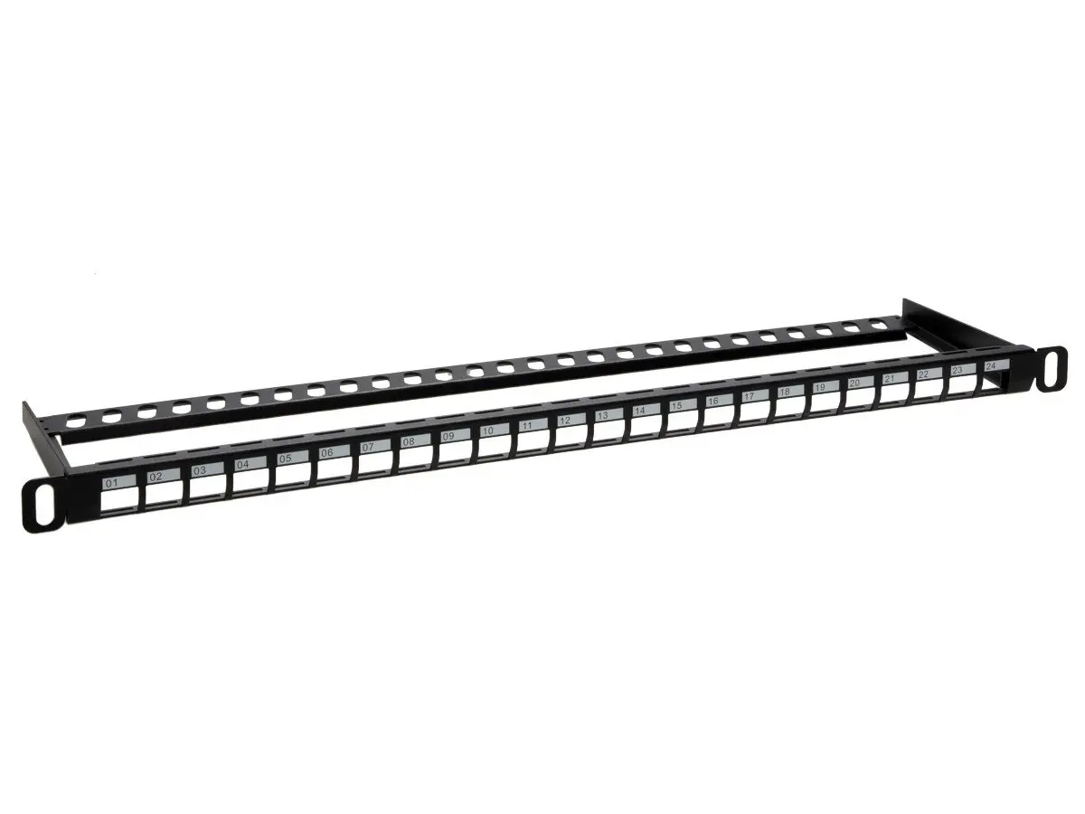 Monoprice 43543 24 Port Blank Keystone UTP Patch Panel - Half-U with Wire Support Bar