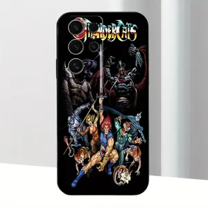 2D Flat Print Thundercats-Themed Black Mobile Phone Case Compatible with Various for samsung for galaxy Models, Including S22, S23, S24, And More. A Fashionable And Trendy Essential for Your Mobile Device.
