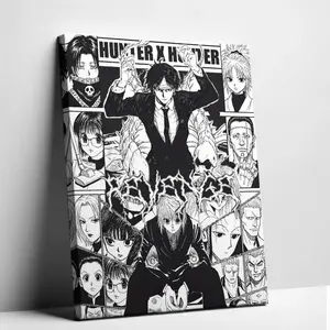 Hunter x Hunter Kurapika vs Chrollo Unframed Canvas Wall Art Phantom Troupe Manga Panel Collage Poster Print Edgy Revenge Black White Anime Room Decor Gift