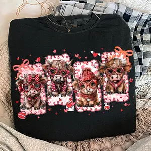 Funny Valentine Highland Cow Shirt, Highland Cow Valentines, Howdy Sweatshirt, Love XOXO Hoodie, Valentine Heart, Valentine's Day shirt