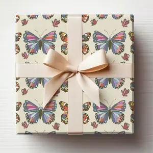 Cute Butterfly Wrapping Paper Roll, Girly Butterfly Baby Shower Gift Wrap, Modern Butterfly Wallpaper Wrapping Paper Roll, Butterfly Lovers