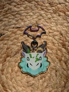 Fantasy Life Skelegon Acrylic Keychain | Glitter Epoxy Front | 2.5" x 2.5"