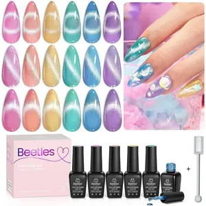 Beetles Spring Gel Nail Polish Set, 6 Colors Gel Nail Set Glitter Velvet Valentines Gel Polish Kit Fairytale Series Soak Off Uv Led DIY Manicure Gift for Women