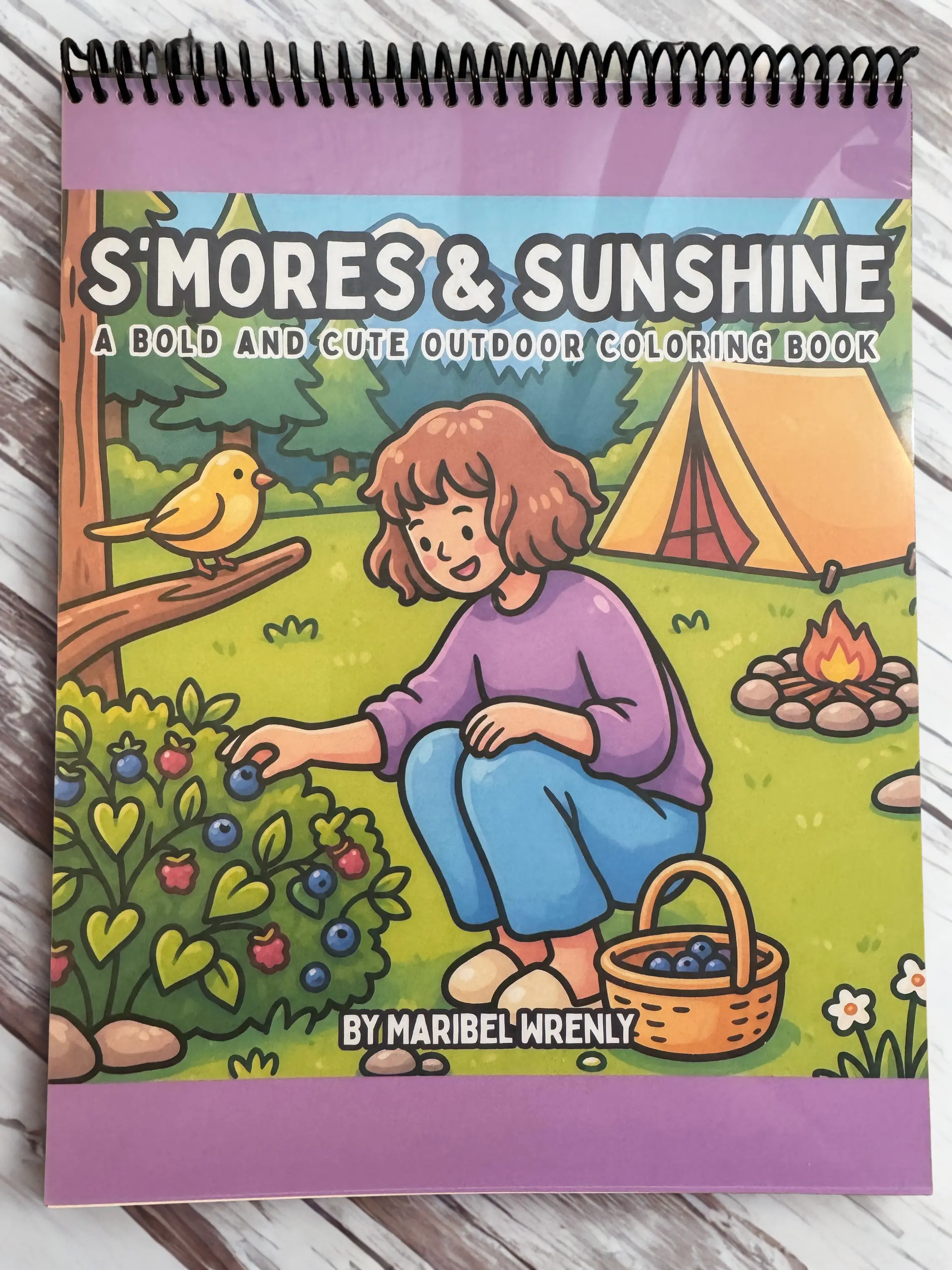 S’mores & Sunshine Deluxe Coloring Book – Bold, Cute Summer Coloring Book with 163gsm Premium Cardstock, Top Spiral Binding for Relaxation, Creativity, Coloring Books