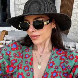 Y2K Hexagon Sunglasses | Luxury Gold Frame UV400 Protection for Women