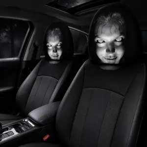 2Pcs Evil Eye Car Headrest Covers, Spooky Red Anime Eye Car Seat Headrest Protector, Universal Fit Stretch Knitted Car Interior Decor Accessories, Perfect Halloween Gift & Anti-Theft Spoof Mask