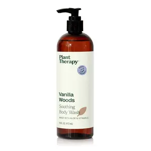 Plant Therapy Vanilla Woods Natural Body Wash 16 oz For all Skin Types, Sulfate Free Body Wash, For Men or Women, Sophisticated Sweet & Woody Scent, Lush, Hydrating Lather, Cleanses & Soothes Skin