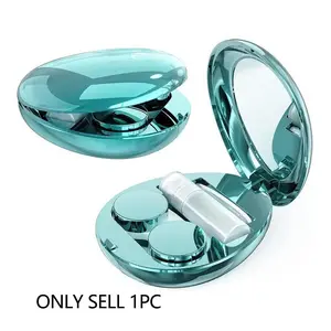 Portable Contact Lens Case, 1 Count Contact Lens Storage Box with Mirror & Solution Bottle & Tweezers & Contacts Applicator & Contact Lens Case, Durable Contact Lens Case for Indoor & Outdoor