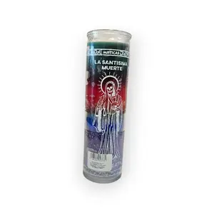Santa Muerte Screen Printed Prayer Candle – Devotional Glass Candle