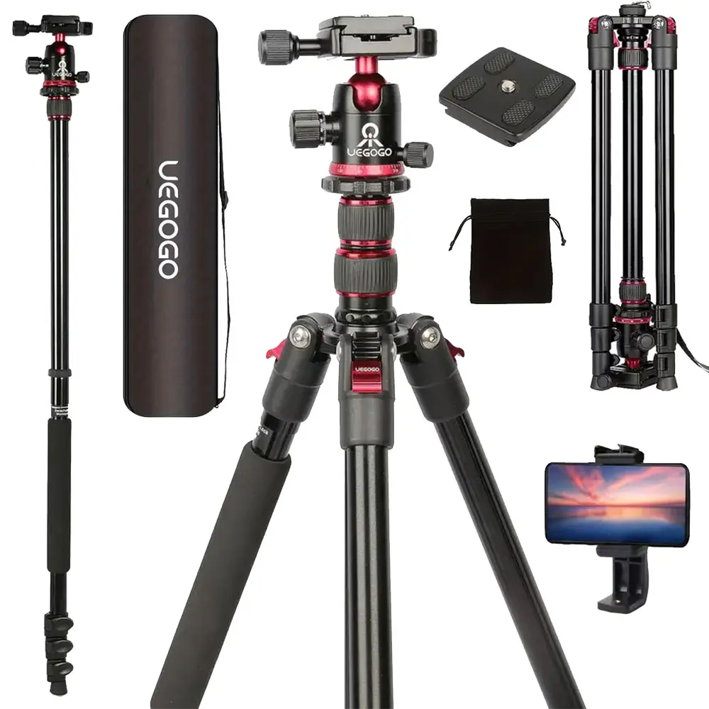 78" Professional Tripod for Camera Dslr & Phone - 198cm Height, 17.6Lbs/8KG Load Capacity, 360° Pan Ball Head with Level Indicator, Phone Clip Included for Vlog Live Streaming Indoor Outdoor Travel#tiktokshopbacktoschool#sohochic