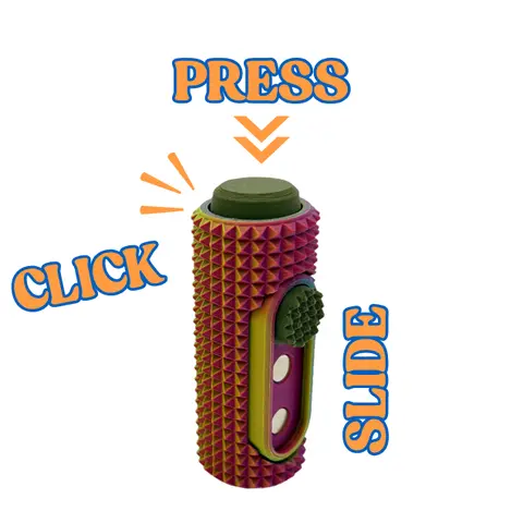 2 in 1 Fidget Toy Spiked | Magnetic Slider Press, & Click | Custom Personalization | 3D Printed Pain Stim Tactile Toy for Adults, Kids & Individuals with ADHD, Anxiety, & Sensory Needs