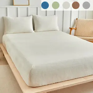 King Queen Size Bed Sheet Set, Soft Skin-Friendly Fabric, Deep Pocket Design, No Print, Thick Flannel Material, Soft Bedding Sheet