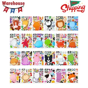 24 Sheets 9"x6" Make a face Stickers for Kids