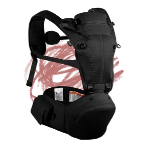 BabbleRoo Grow Plus Carrier with Hip Seat | Easy Magnetic Buckle Organic Cotton Infant to Toddler Carrier 7-50 lbs (Storage Bag Included)